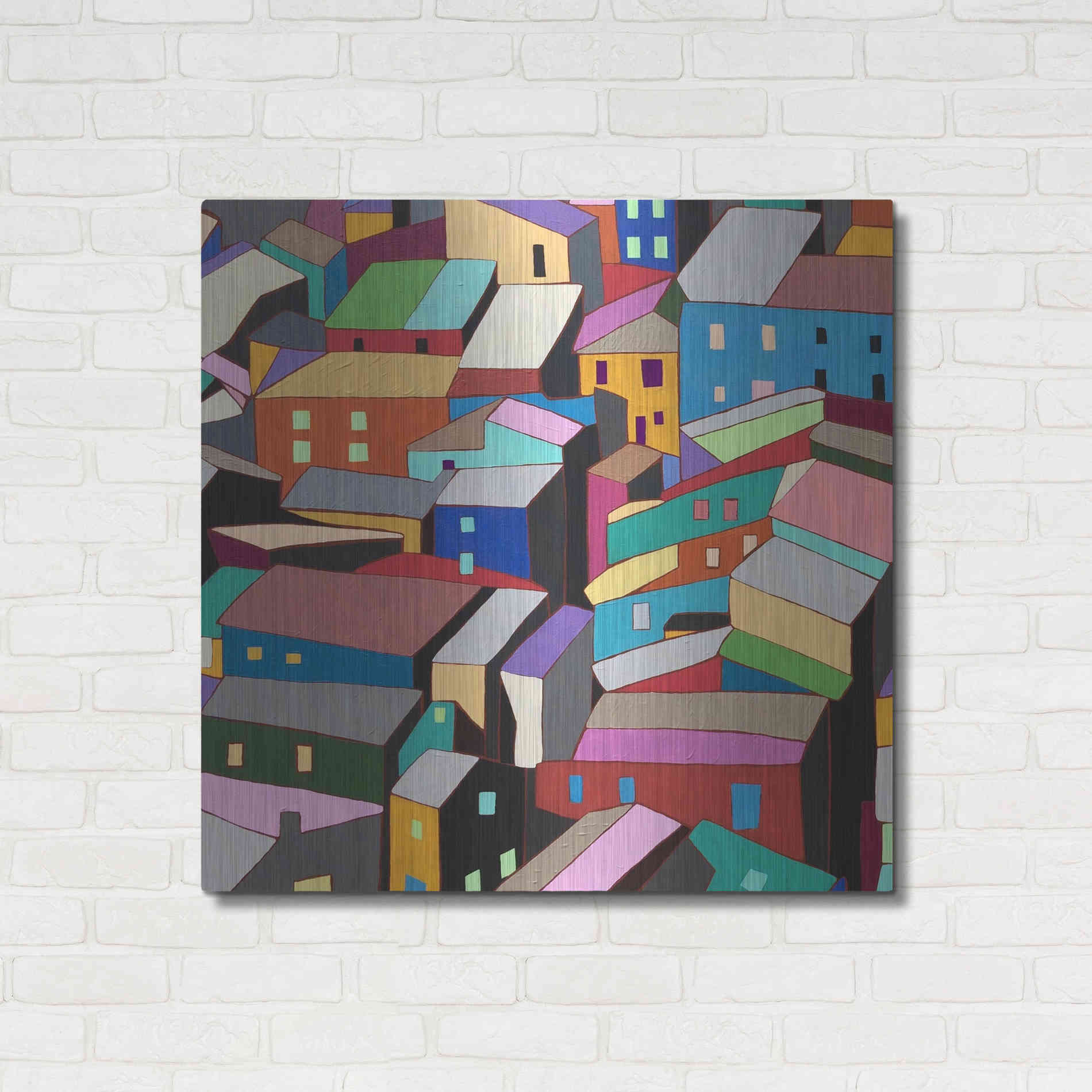 Luxe Metal Art 'Rooftops I' by Nikki Galapon, Metal Wall Art,36x36
