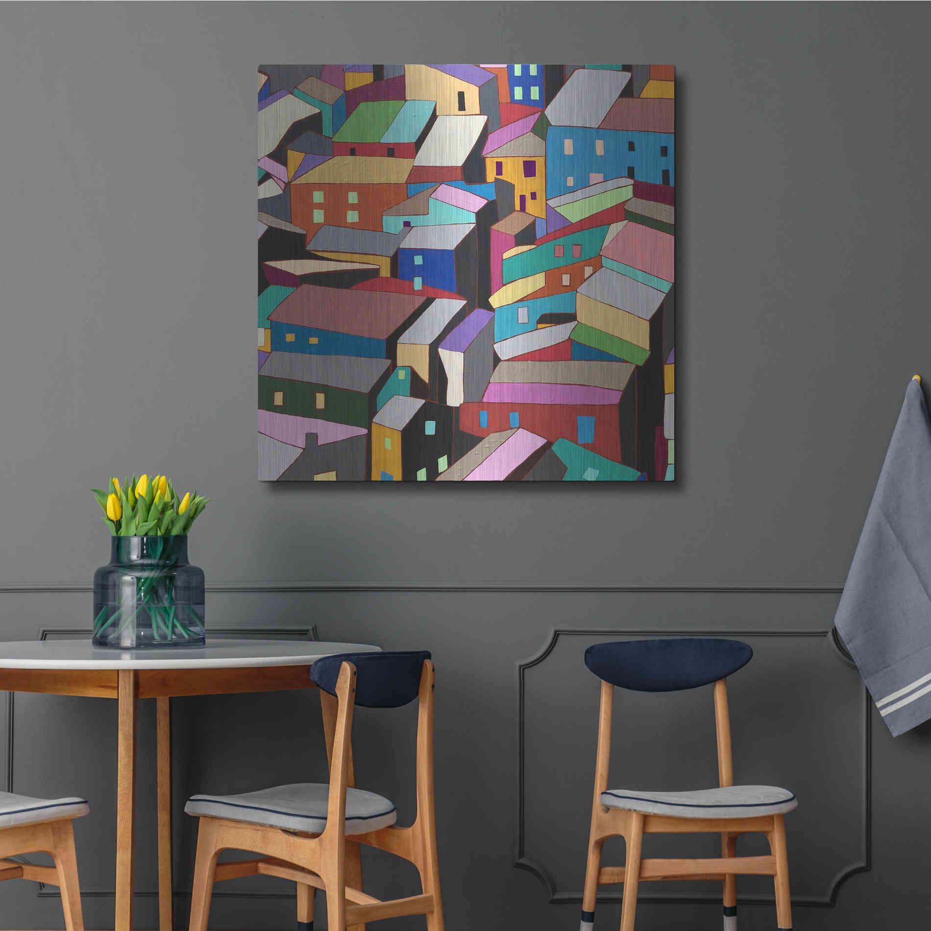 Luxe Metal Art 'Rooftops I' by Nikki Galapon, Metal Wall Art,36x36