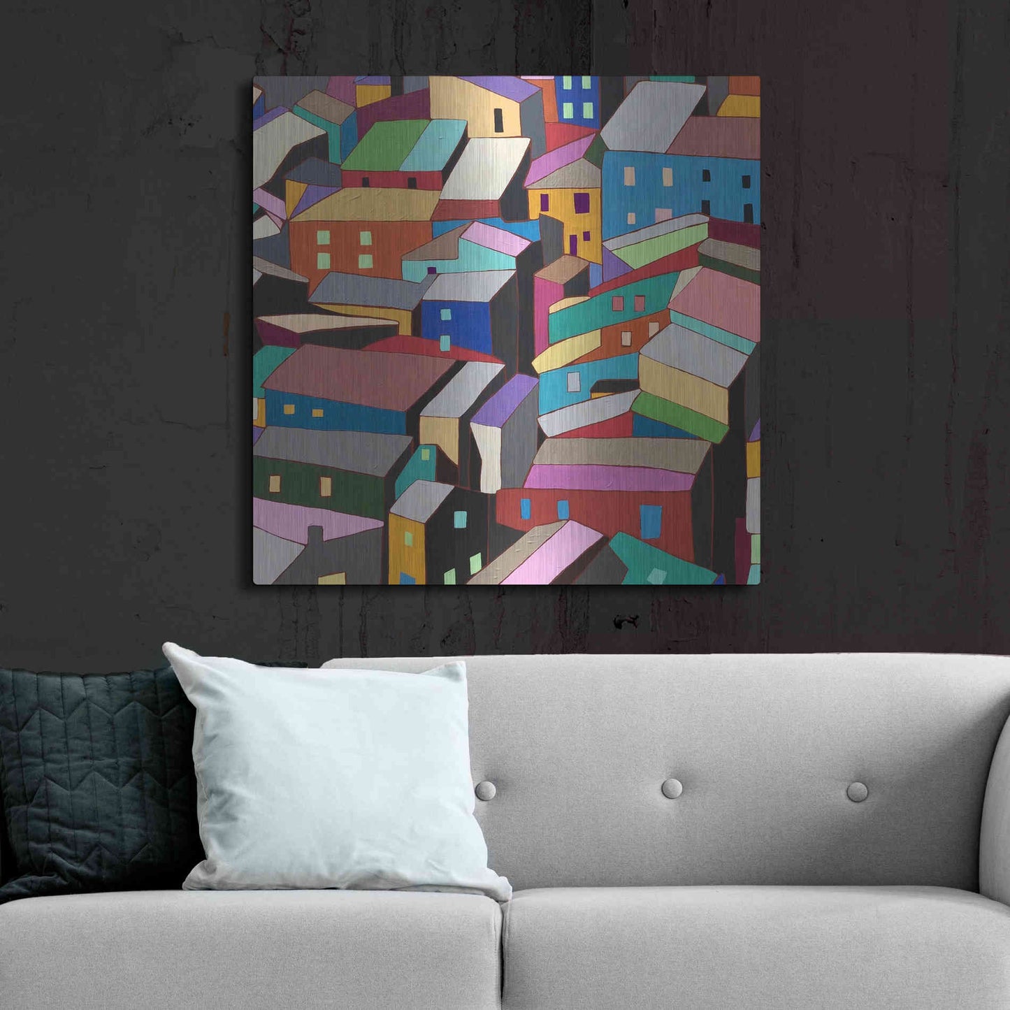 Luxe Metal Art 'Rooftops I' by Nikki Galapon, Metal Wall Art,36x36