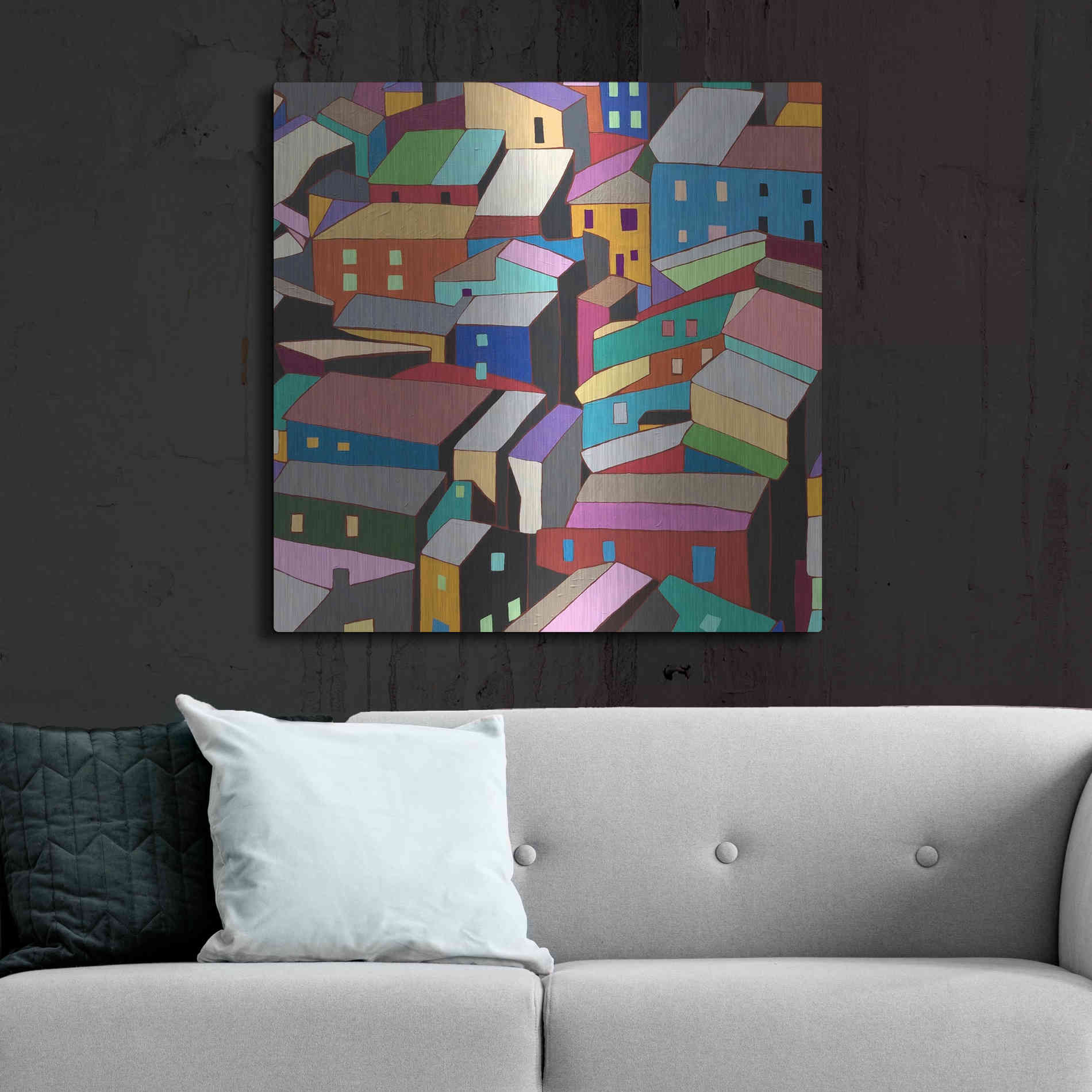 Luxe Metal Art 'Rooftops I' by Nikki Galapon, Metal Wall Art,36x36