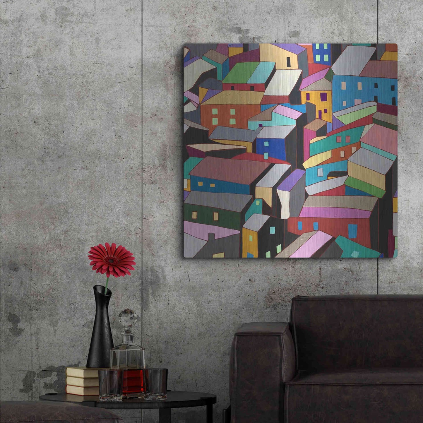 Luxe Metal Art 'Rooftops I' by Nikki Galapon, Metal Wall Art,36x36