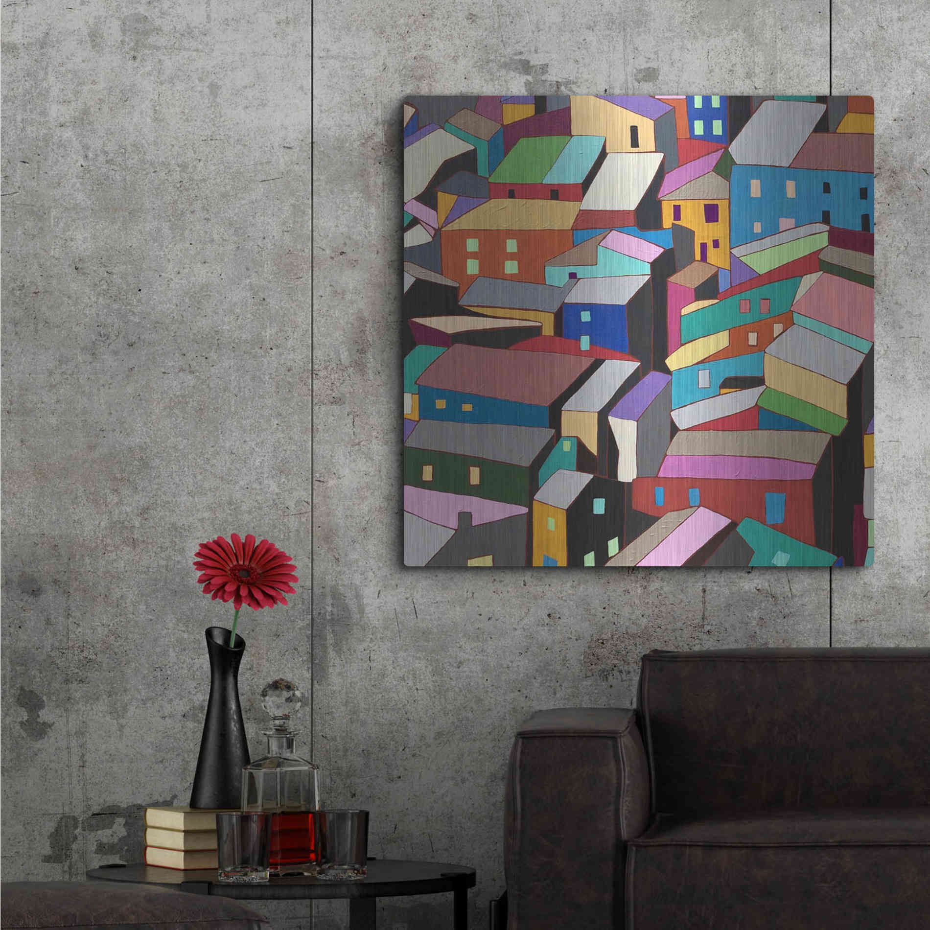 Luxe Metal Art 'Rooftops I' by Nikki Galapon, Metal Wall Art,36x36