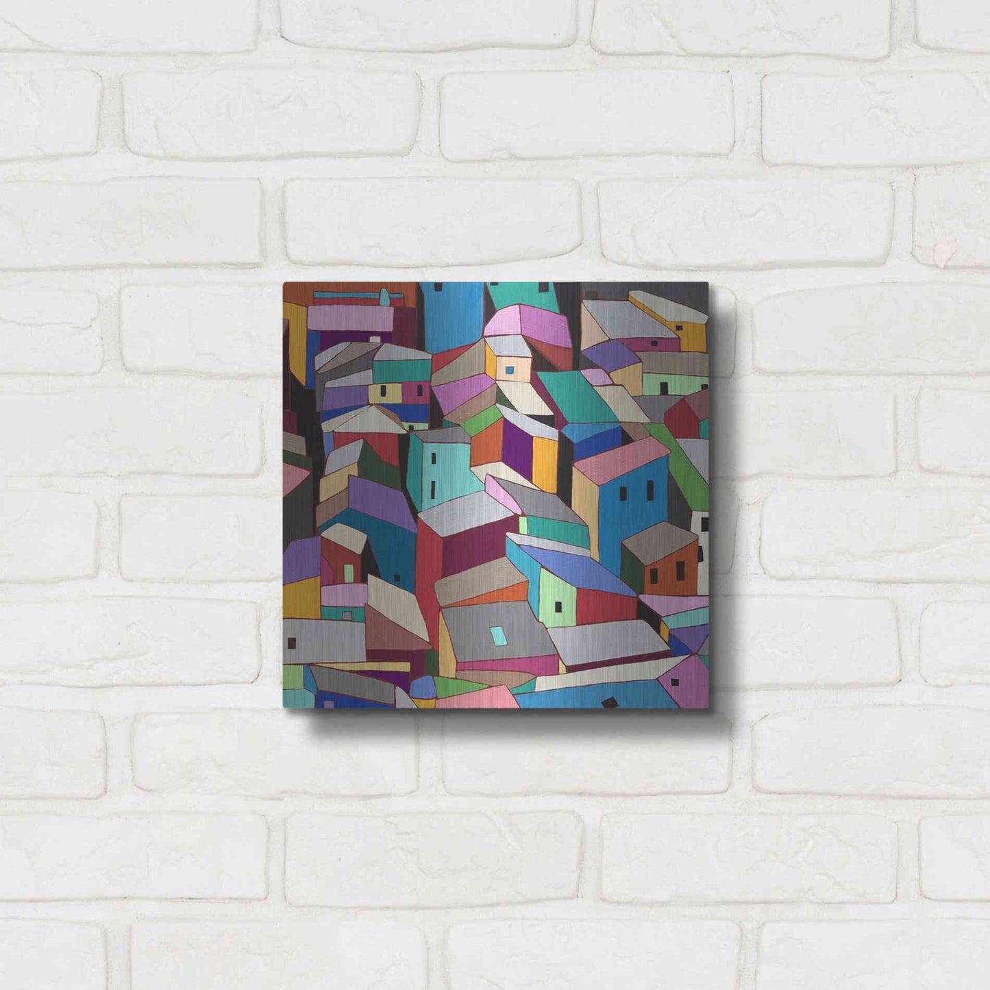 Luxe Metal Art 'Rooftops II' by Nikki Galapon, Metal Wall Art,12x12
