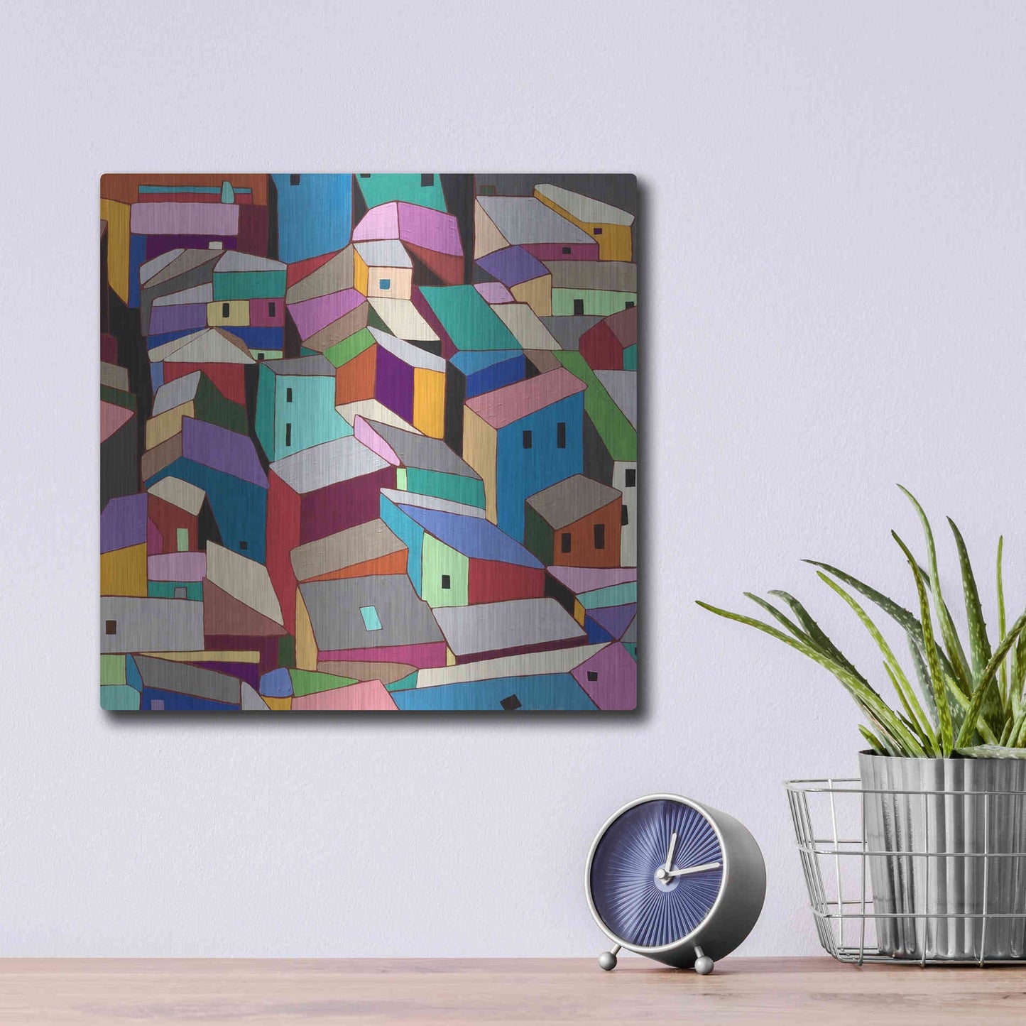 Luxe Metal Art 'Rooftops II' by Nikki Galapon, Metal Wall Art,12x12