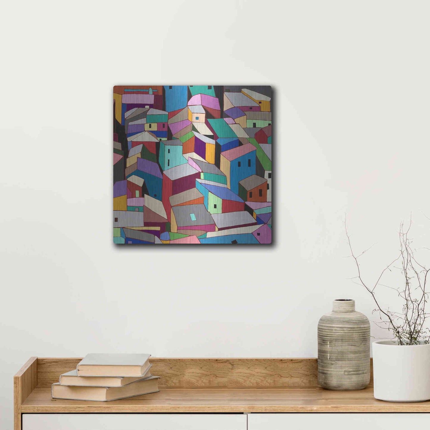 Luxe Metal Art 'Rooftops II' by Nikki Galapon, Metal Wall Art,12x12