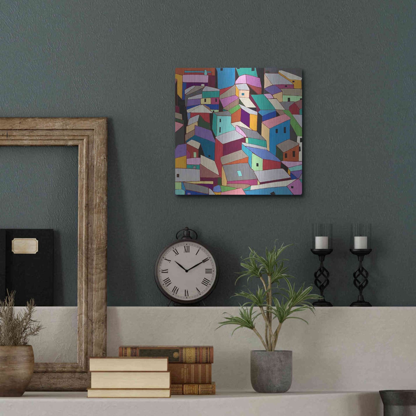 Luxe Metal Art 'Rooftops II' by Nikki Galapon, Metal Wall Art,12x12