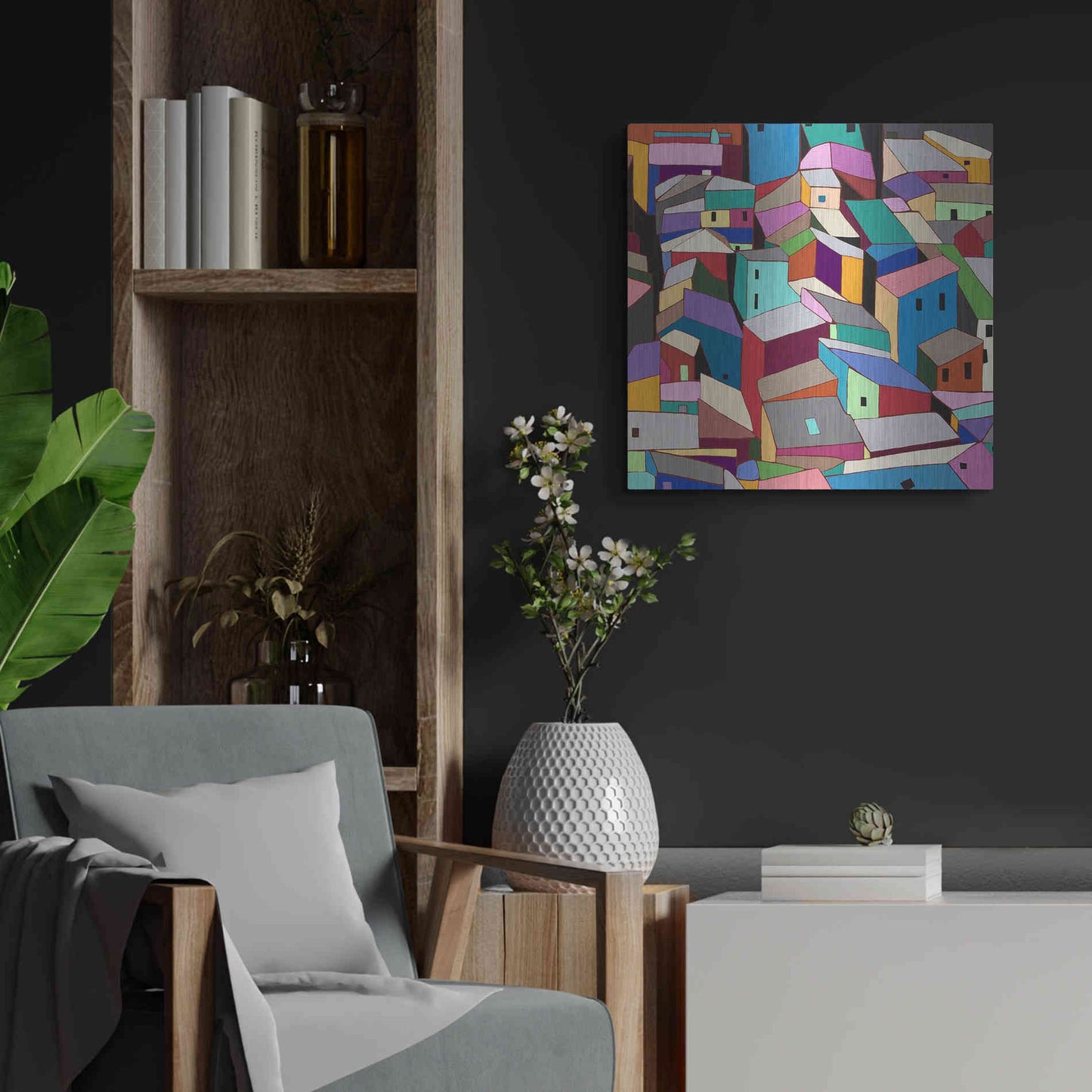 Luxe Metal Art 'Rooftops II' by Nikki Galapon, Metal Wall Art,24x24