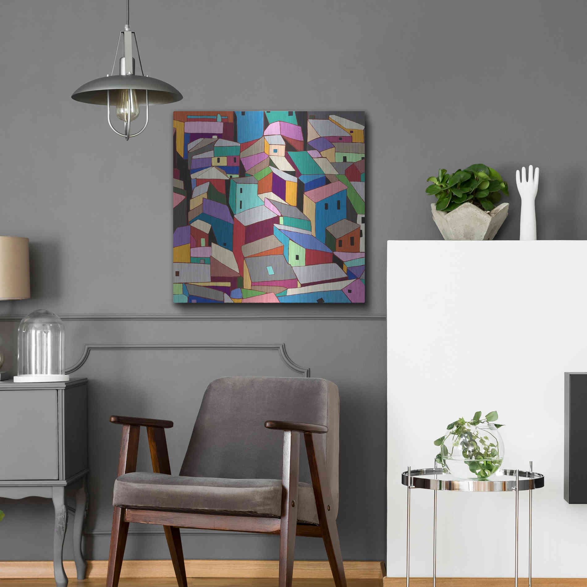 Luxe Metal Art 'Rooftops II' by Nikki Galapon, Metal Wall Art,24x24