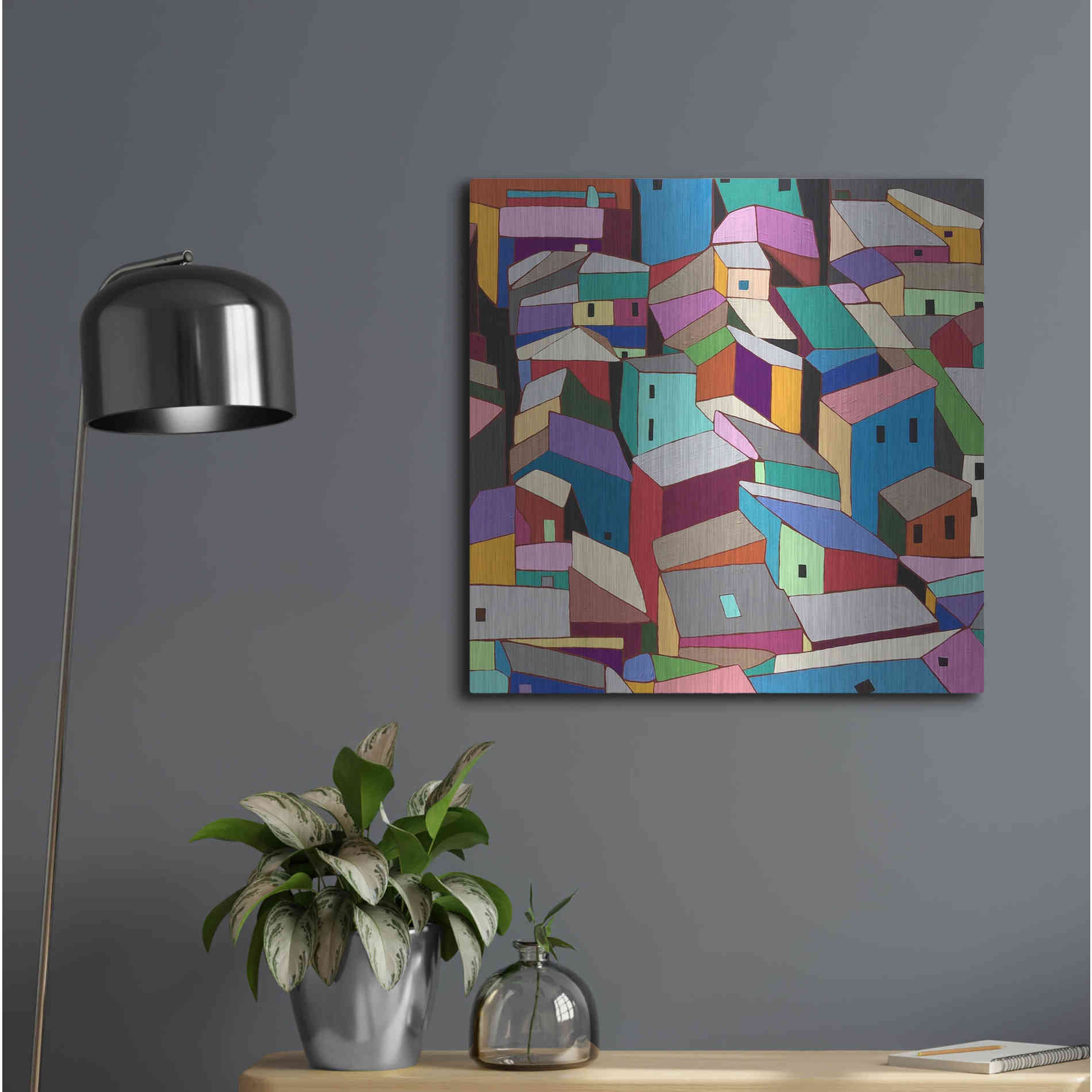 Luxe Metal Art 'Rooftops II' by Nikki Galapon, Metal Wall Art,24x24