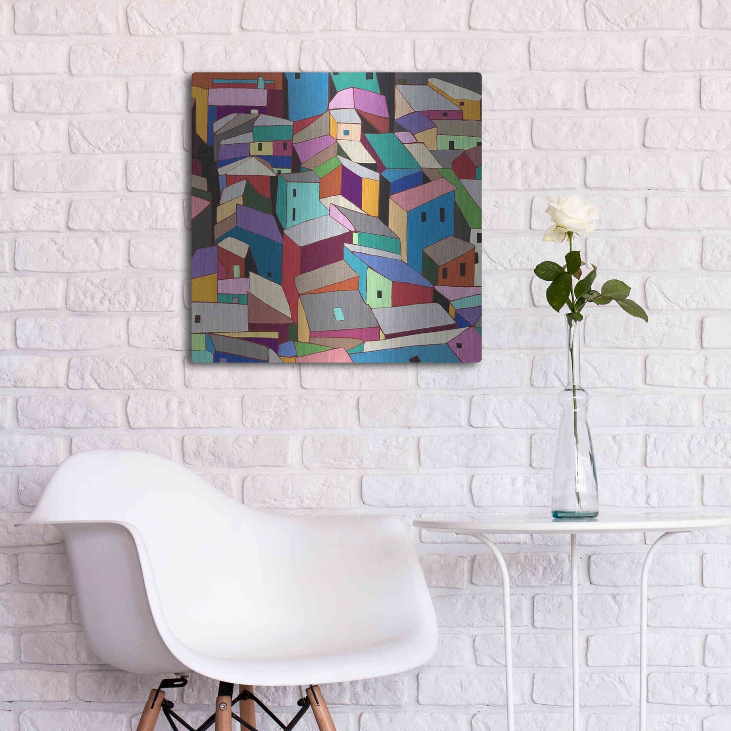 Luxe Metal Art 'Rooftops II' by Nikki Galapon, Metal Wall Art,24x24