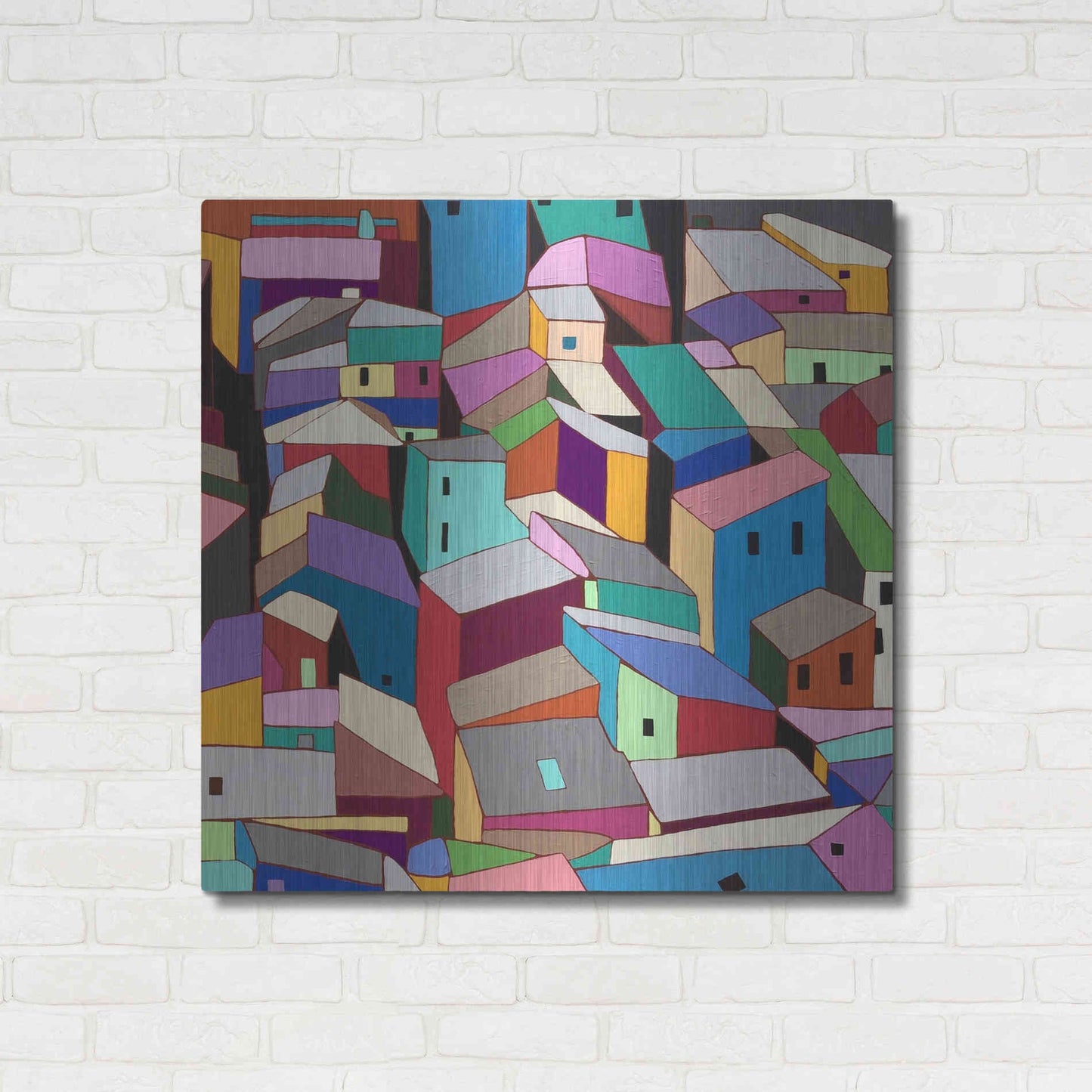 Luxe Metal Art 'Rooftops II' by Nikki Galapon, Metal Wall Art,36x36