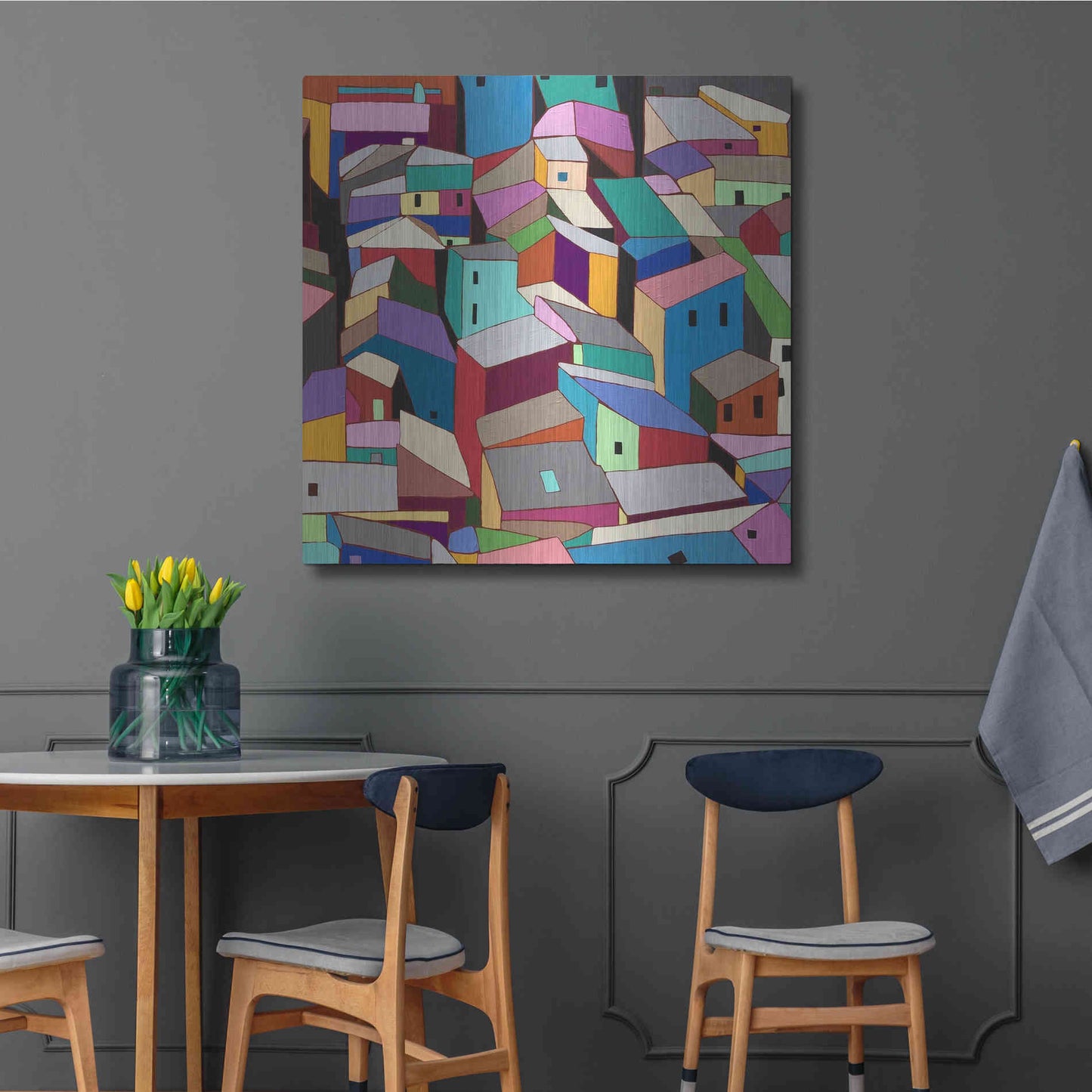 Luxe Metal Art 'Rooftops II' by Nikki Galapon, Metal Wall Art,36x36