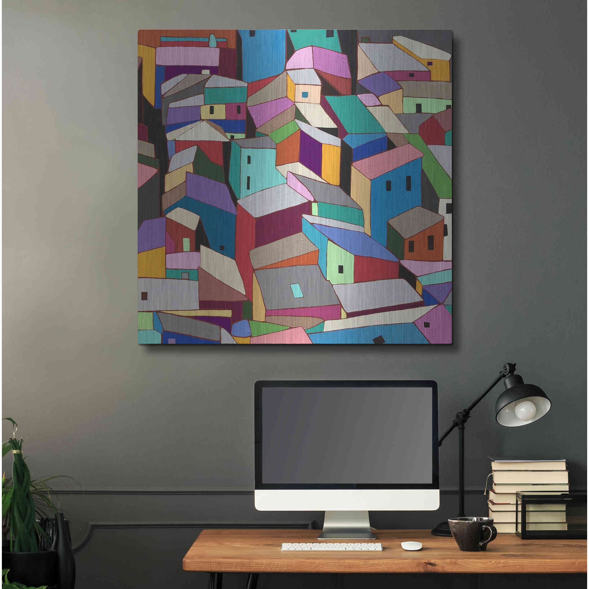 Luxe Metal Art 'Rooftops II' by Nikki Galapon, Metal Wall Art,36x36