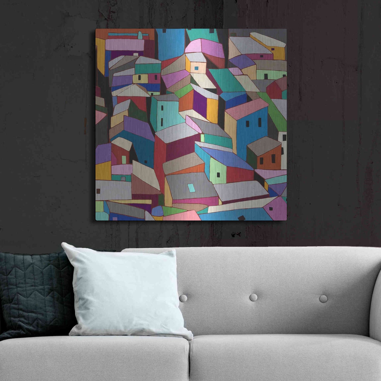 Luxe Metal Art 'Rooftops II' by Nikki Galapon, Metal Wall Art,36x36