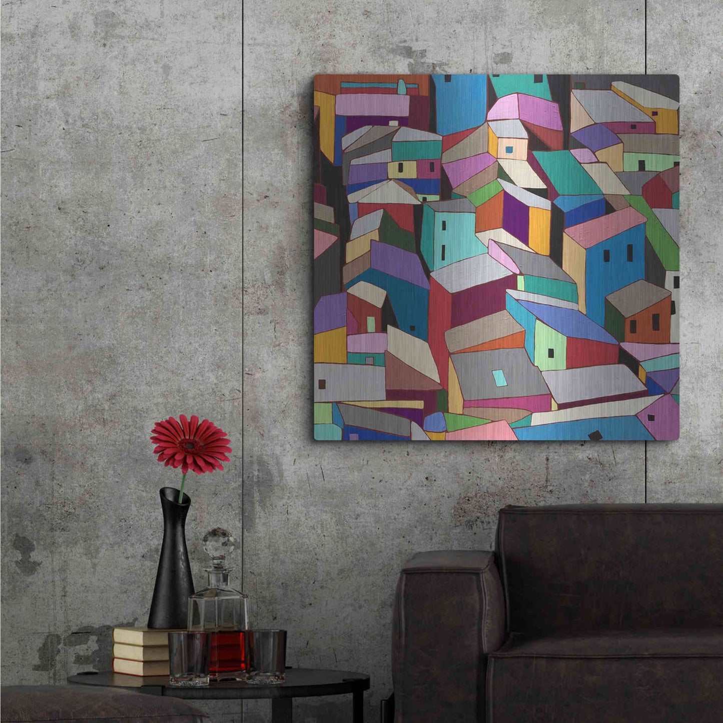 Luxe Metal Art 'Rooftops II' by Nikki Galapon, Metal Wall Art,36x36