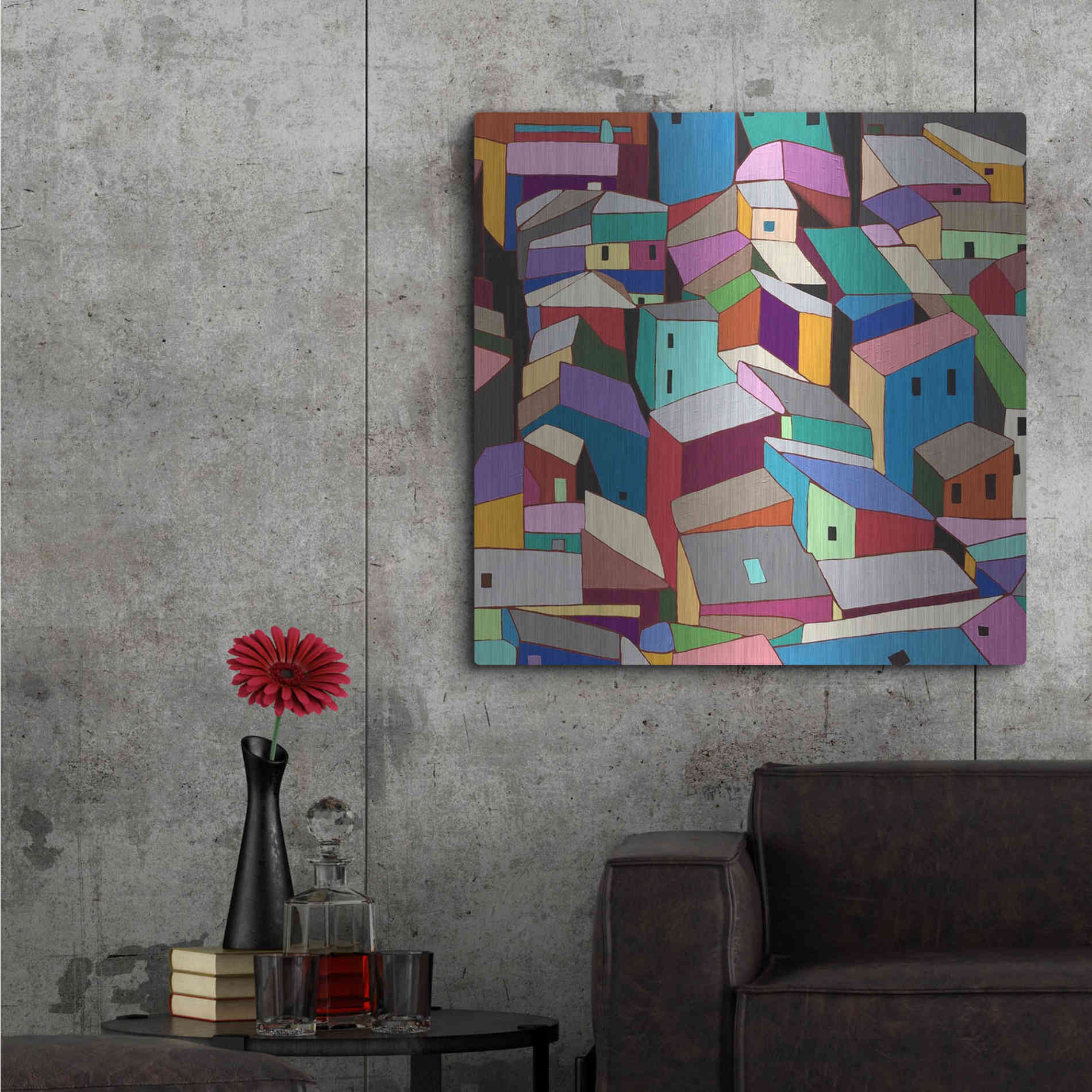 Luxe Metal Art 'Rooftops II' by Nikki Galapon, Metal Wall Art,36x36