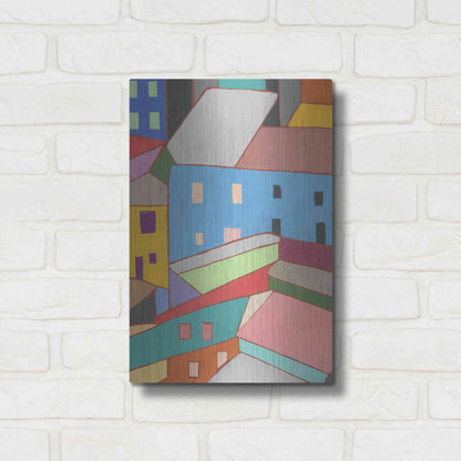Luxe Metal Art 'Rooftops in Color I' by Nikki Galapon, Metal Wall Art,12x16