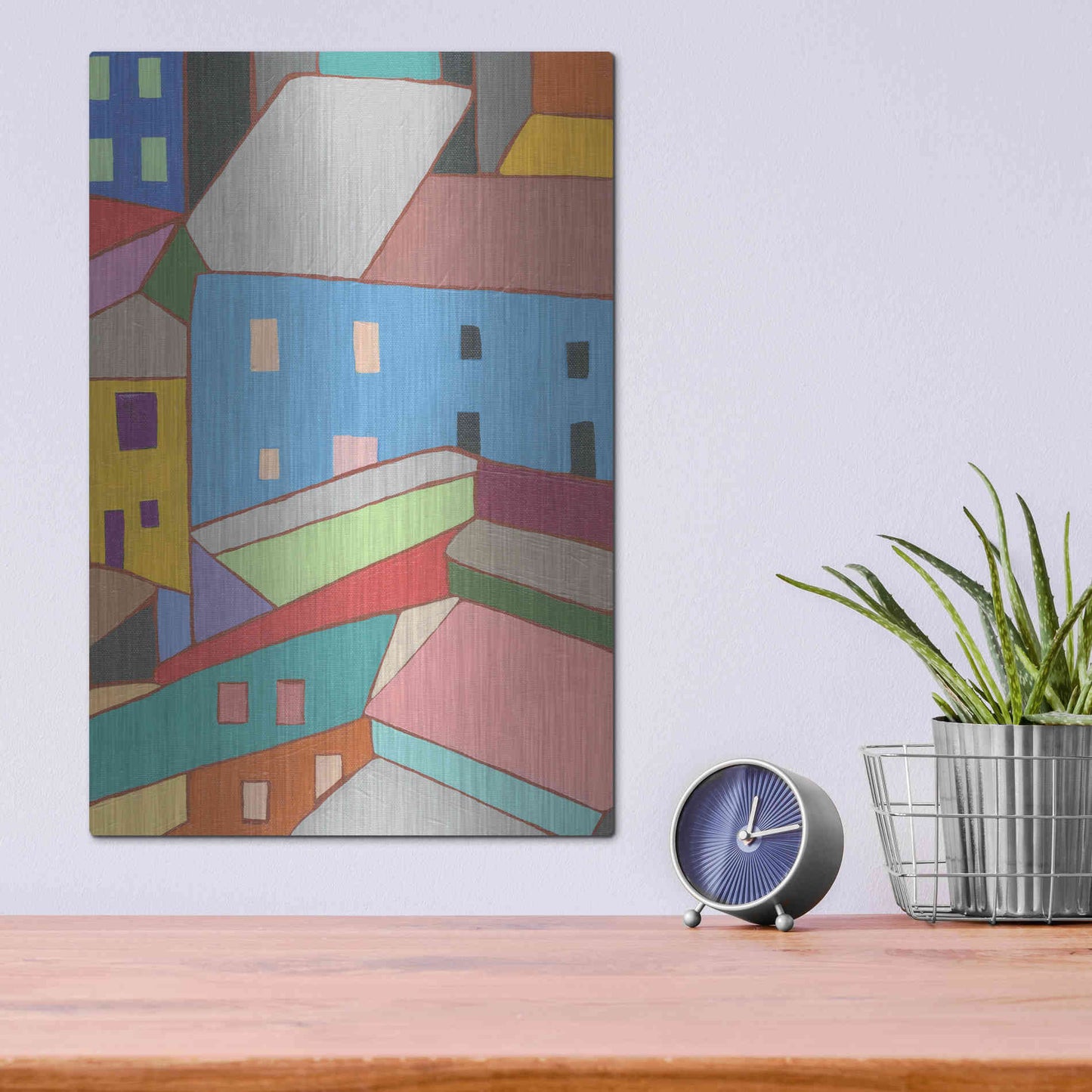 Luxe Metal Art 'Rooftops in Color I' by Nikki Galapon, Metal Wall Art,12x16
