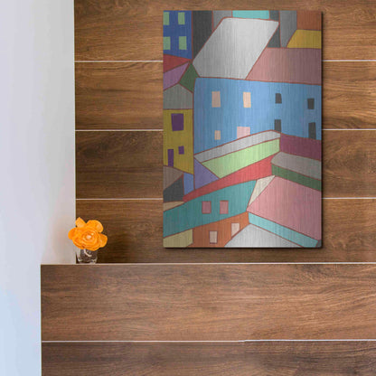 Luxe Metal Art 'Rooftops in Color I' by Nikki Galapon, Metal Wall Art,12x16