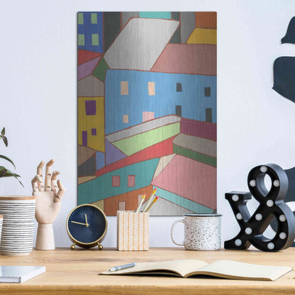 Luxe Metal Art 'Rooftops in Color I' by Nikki Galapon, Metal Wall Art,12x16