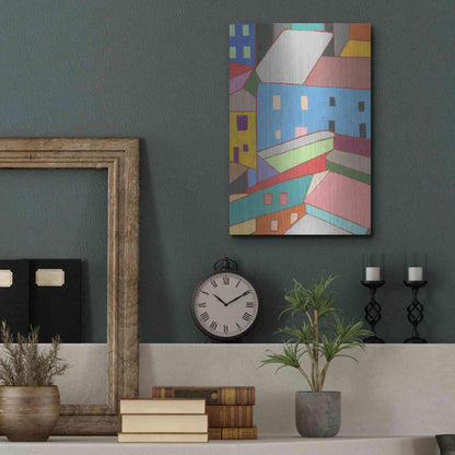 Luxe Metal Art 'Rooftops in Color I' by Nikki Galapon, Metal Wall Art,12x16