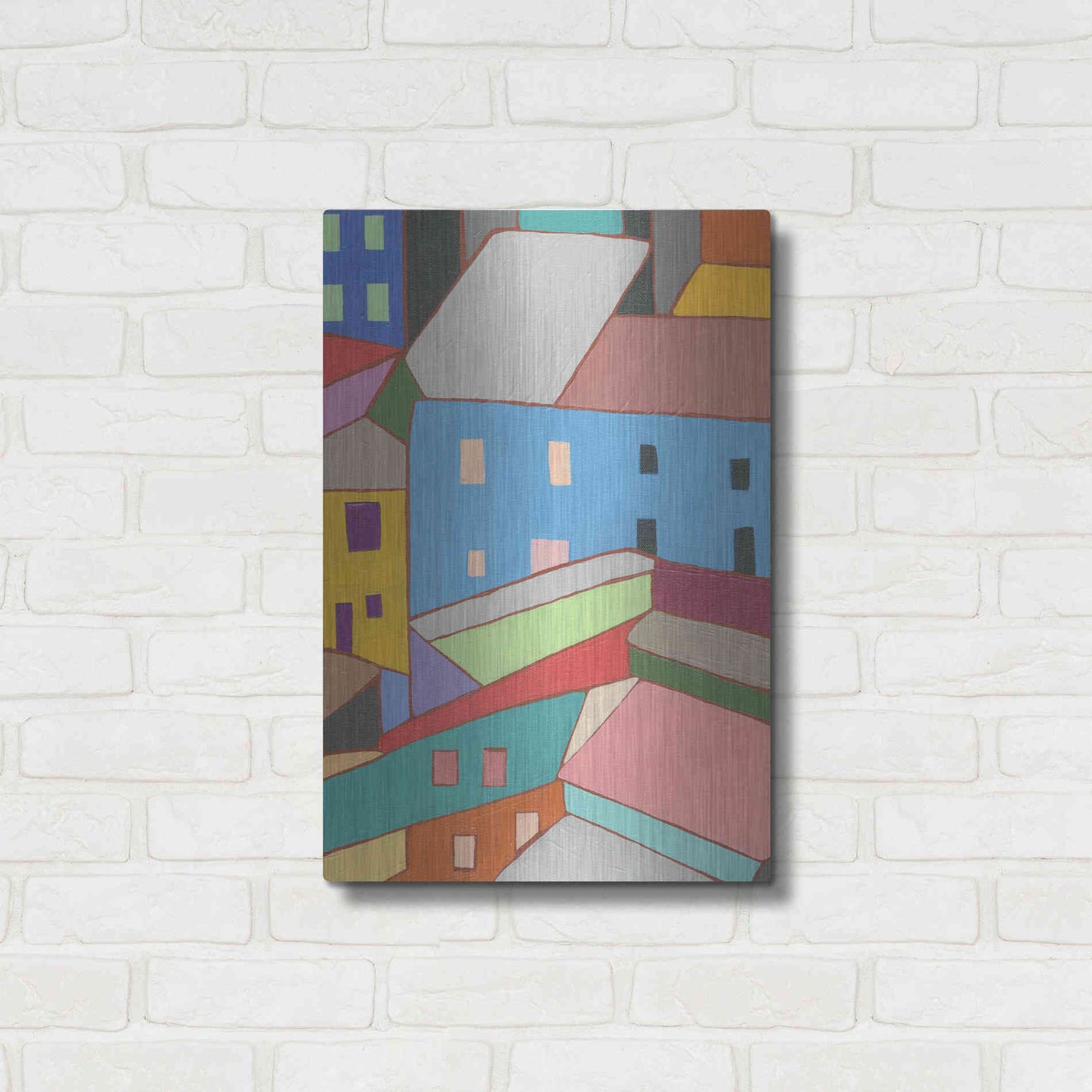 Luxe Metal Art 'Rooftops in Color I' by Nikki Galapon, Metal Wall Art,16x24
