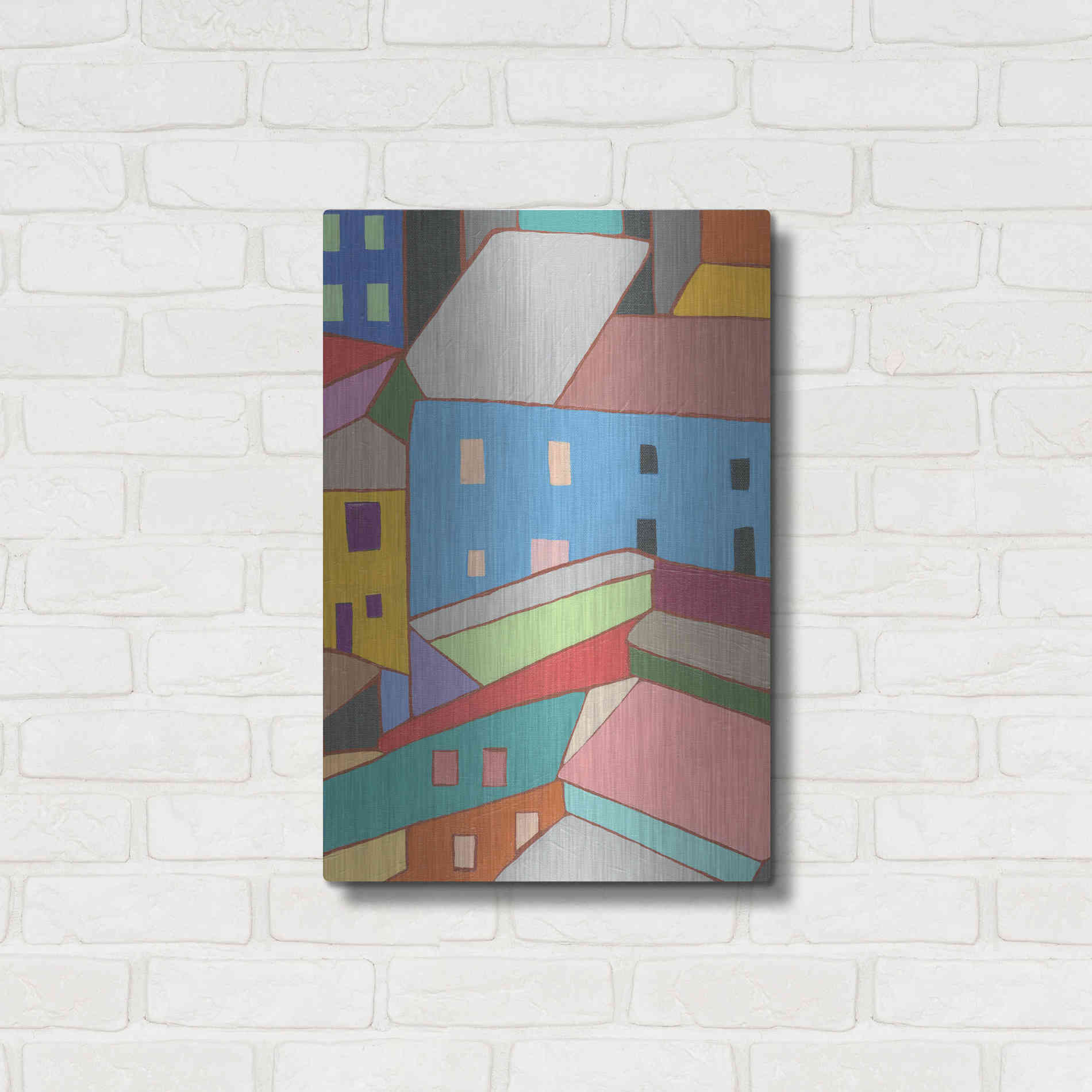 Luxe Metal Art 'Rooftops in Color I' by Nikki Galapon, Metal Wall Art,16x24