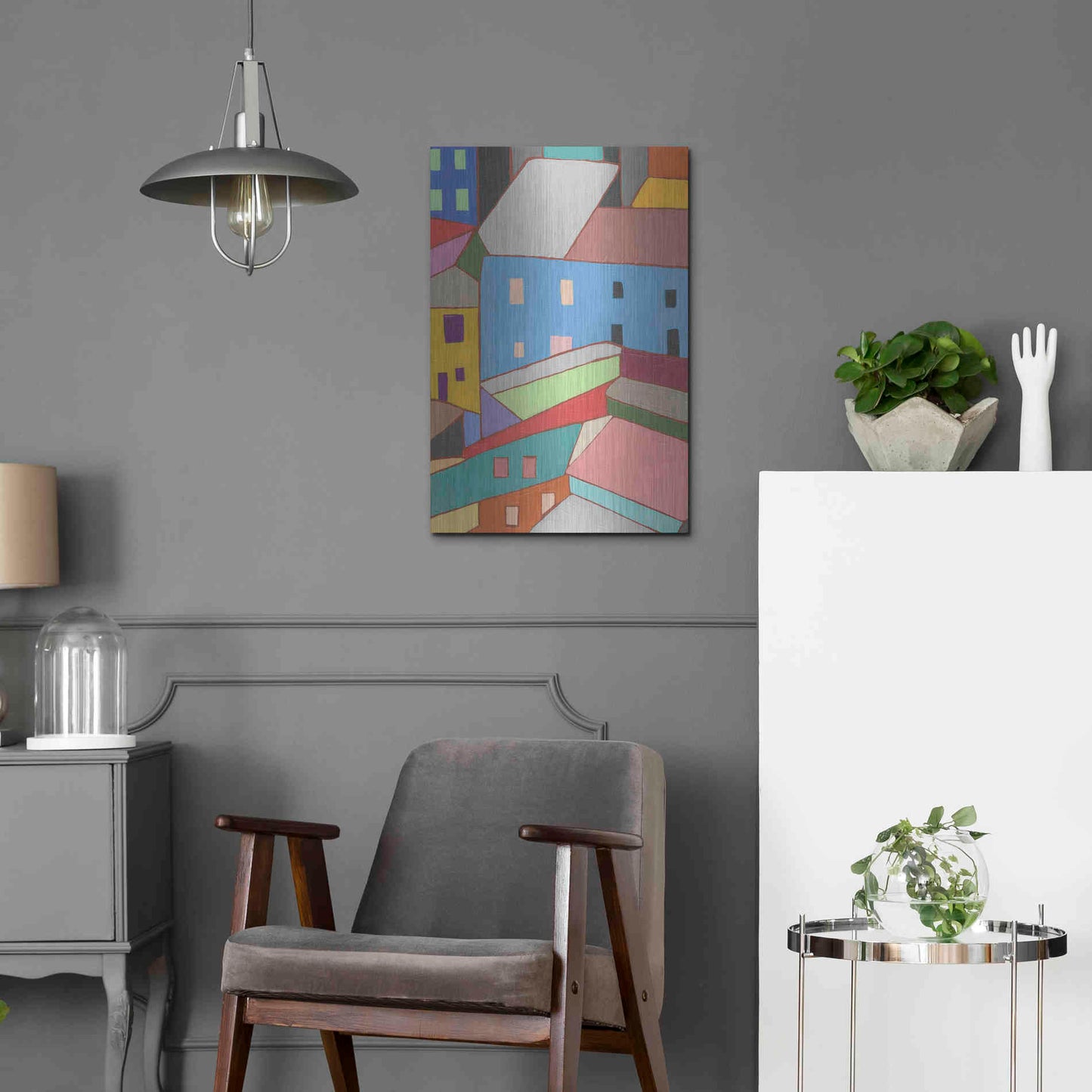Luxe Metal Art 'Rooftops in Color I' by Nikki Galapon, Metal Wall Art,16x24