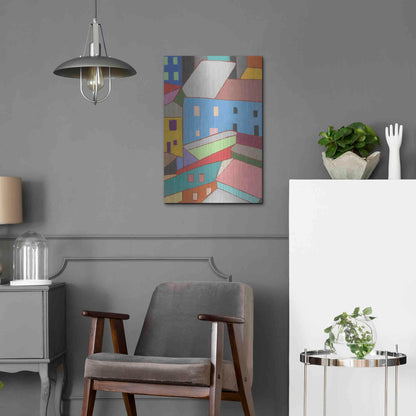 Luxe Metal Art 'Rooftops in Color I' by Nikki Galapon, Metal Wall Art,16x24