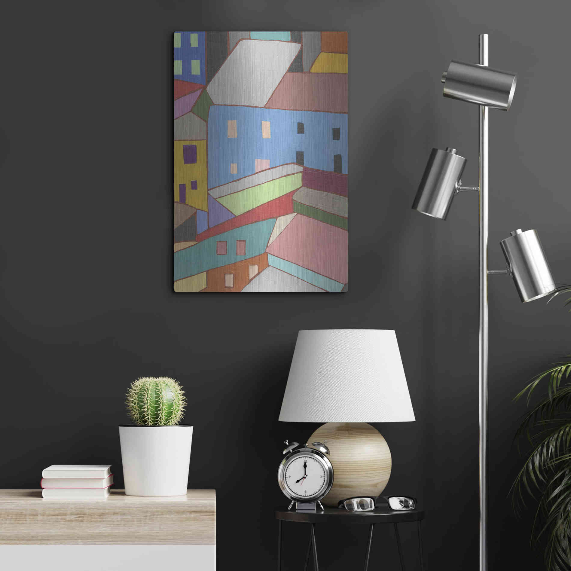 Luxe Metal Art 'Rooftops in Color I' by Nikki Galapon, Metal Wall Art,16x24
