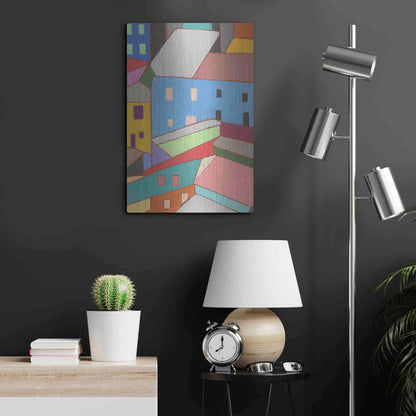 Luxe Metal Art 'Rooftops in Color I' by Nikki Galapon, Metal Wall Art,16x24