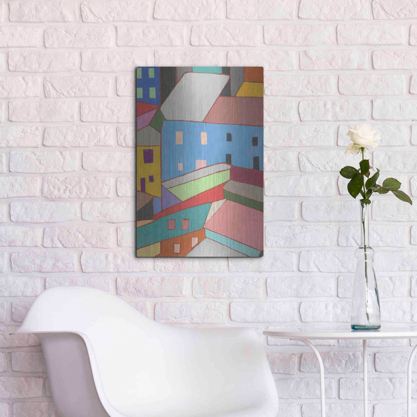 Luxe Metal Art 'Rooftops in Color I' by Nikki Galapon, Metal Wall Art,16x24