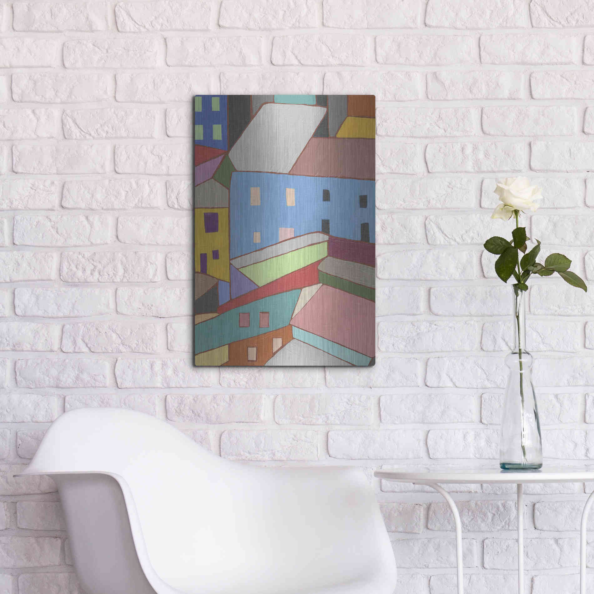 Luxe Metal Art 'Rooftops in Color I' by Nikki Galapon, Metal Wall Art,16x24