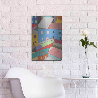 Luxe Metal Art 'Rooftops in Color I' by Nikki Galapon, Metal Wall Art,16x24