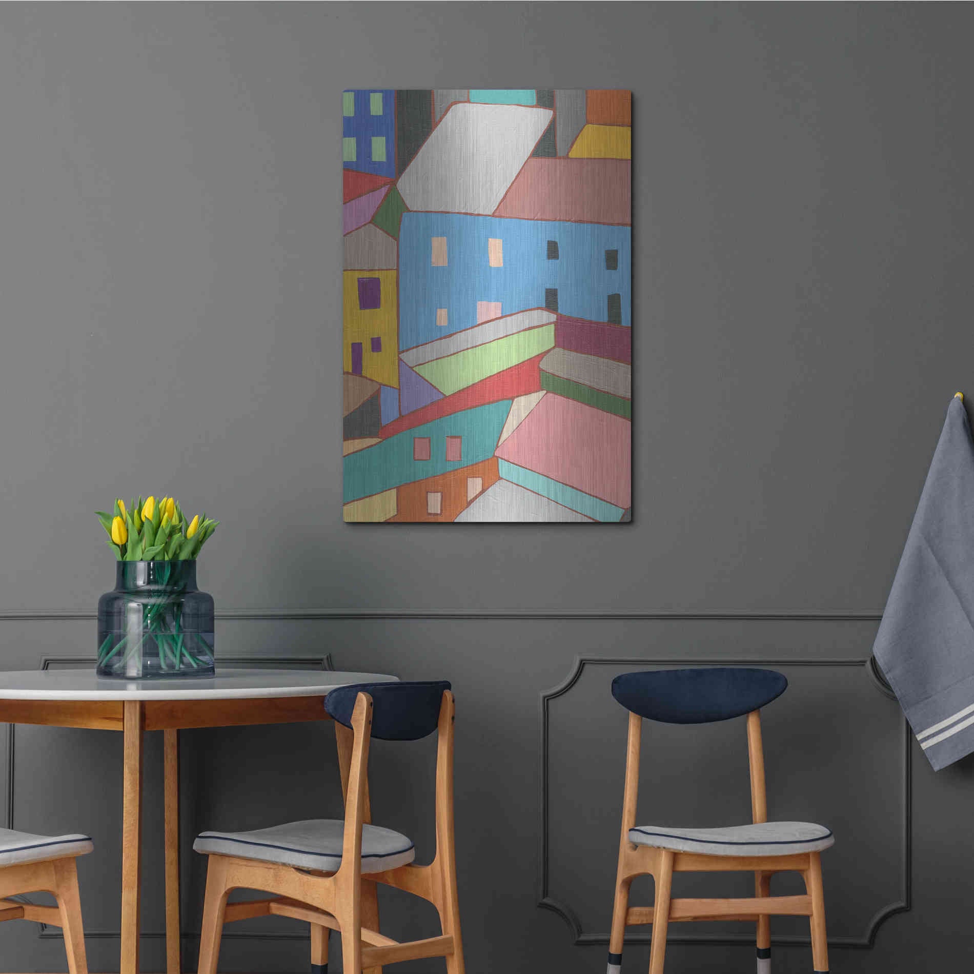 Luxe Metal Art 'Rooftops in Color I' by Nikki Galapon, Metal Wall Art,24x36