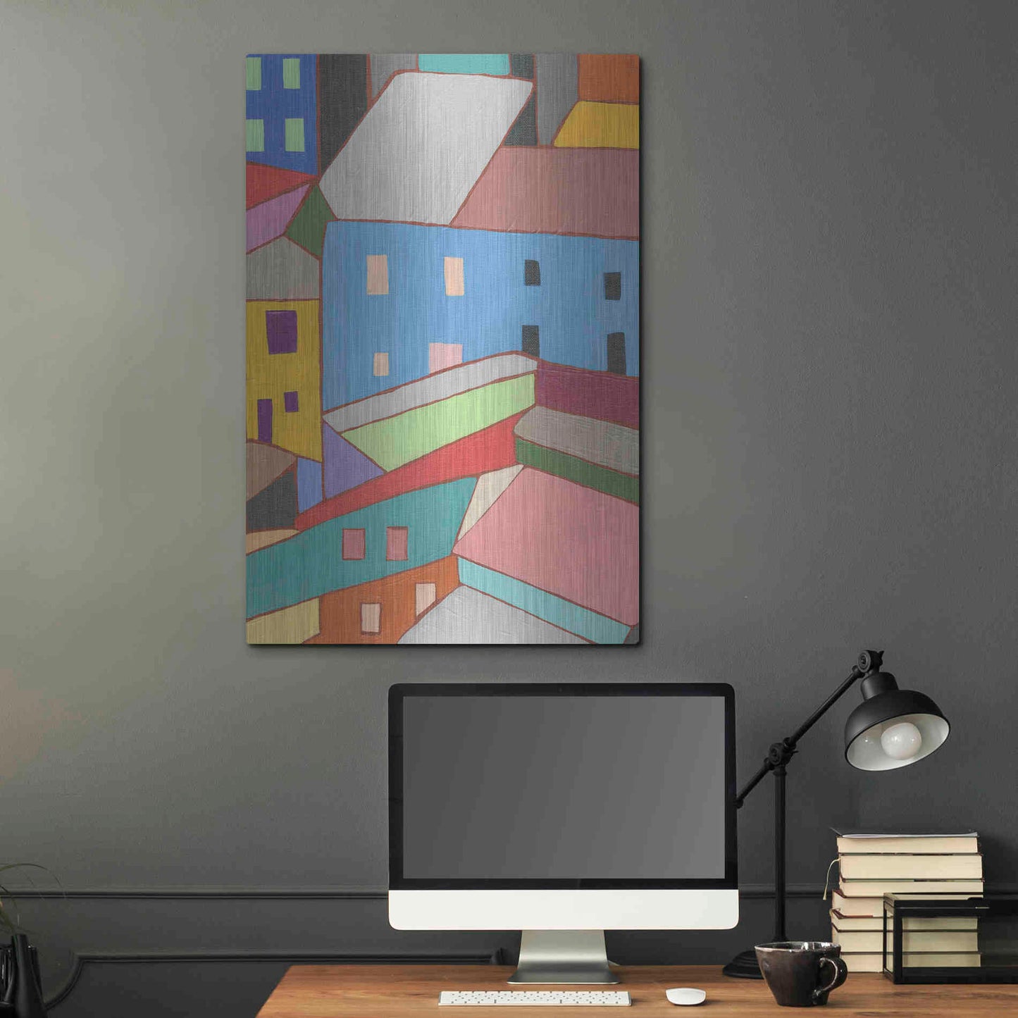 Luxe Metal Art 'Rooftops in Color I' by Nikki Galapon, Metal Wall Art,24x36