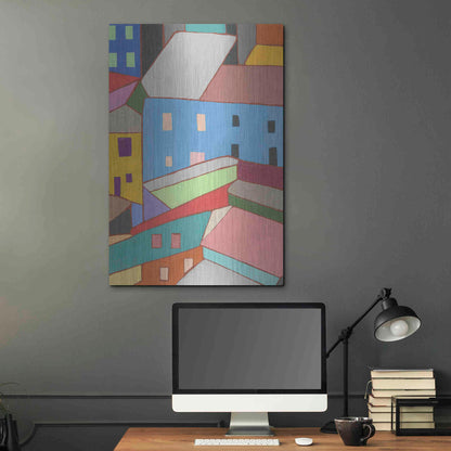 Luxe Metal Art 'Rooftops in Color I' by Nikki Galapon, Metal Wall Art,24x36