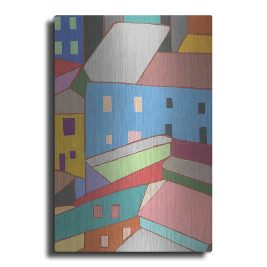 Luxe Metal Art 'Rooftops in Color I' by Nikki Galapon, Metal Wall Art