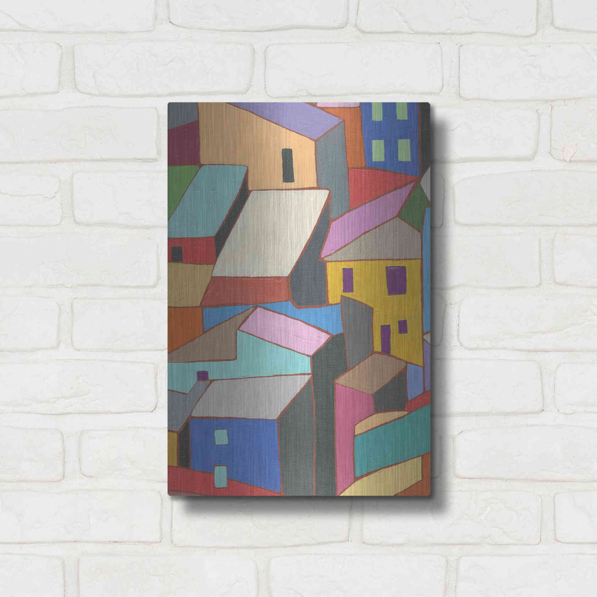 Luxe Metal Art 'Rooftops in Color II' by Nikki Galapon, Metal Wall Art,12x16