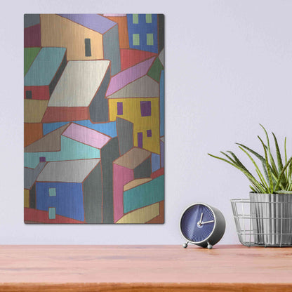 Luxe Metal Art 'Rooftops in Color II' by Nikki Galapon, Metal Wall Art,12x16