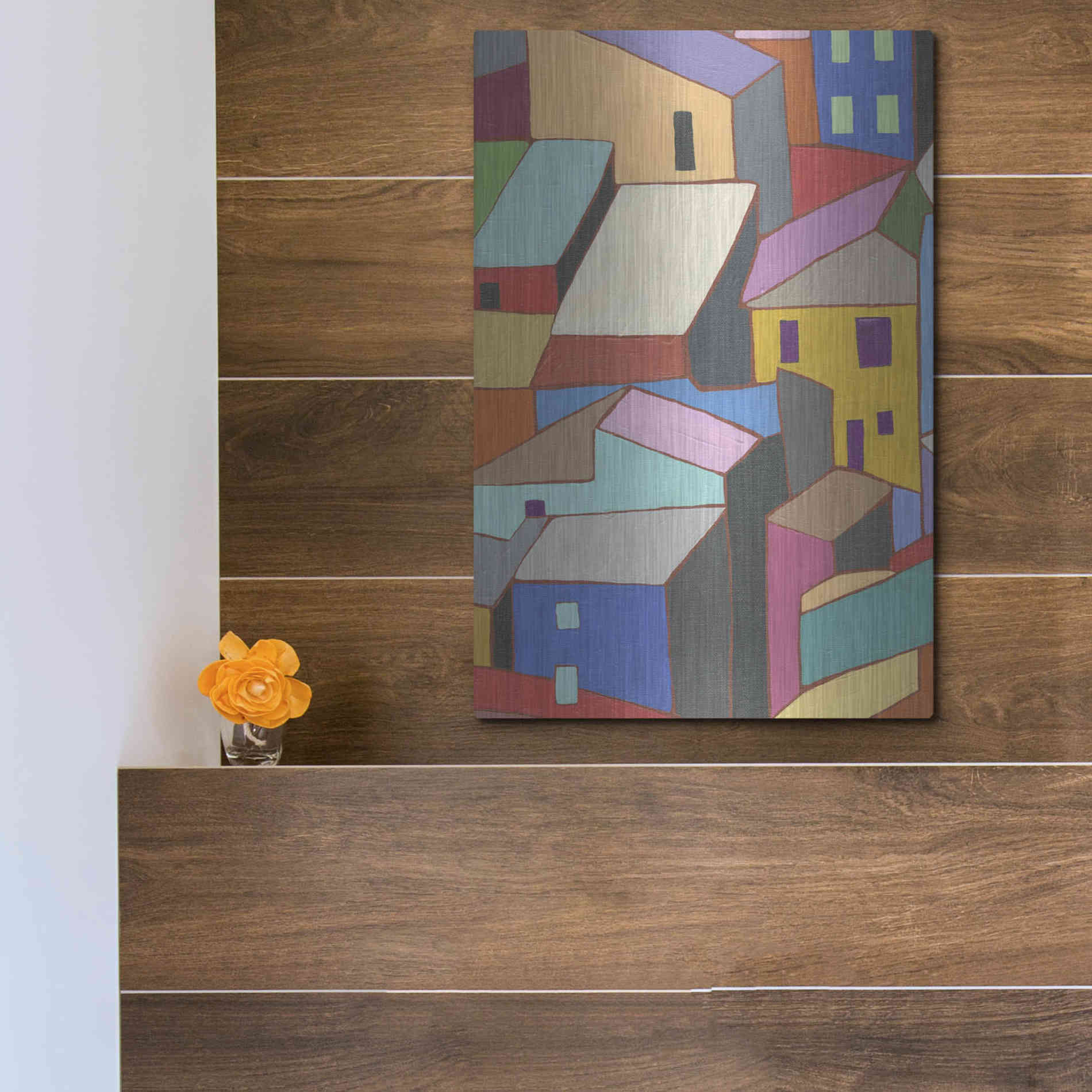 Luxe Metal Art 'Rooftops in Color II' by Nikki Galapon, Metal Wall Art,12x16