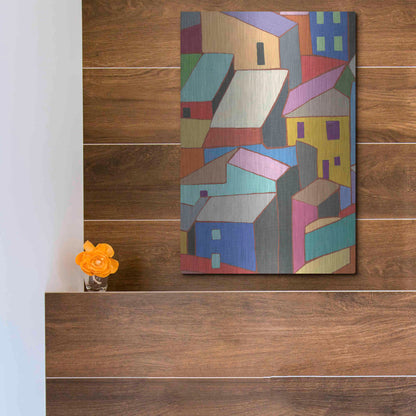 Luxe Metal Art 'Rooftops in Color II' by Nikki Galapon, Metal Wall Art,12x16