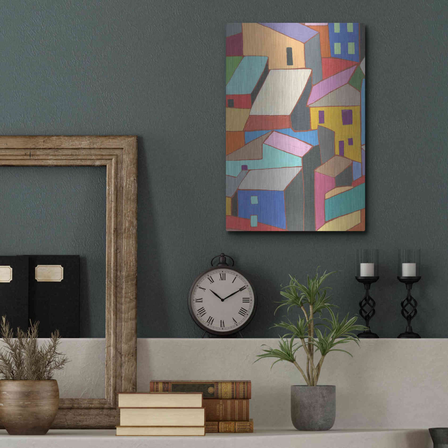Luxe Metal Art 'Rooftops in Color II' by Nikki Galapon, Metal Wall Art,12x16
