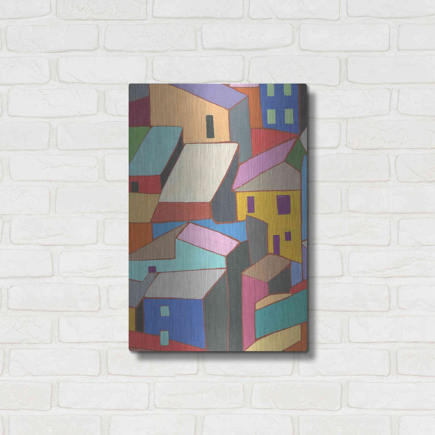 Luxe Metal Art 'Rooftops in Color II' by Nikki Galapon, Metal Wall Art,16x24