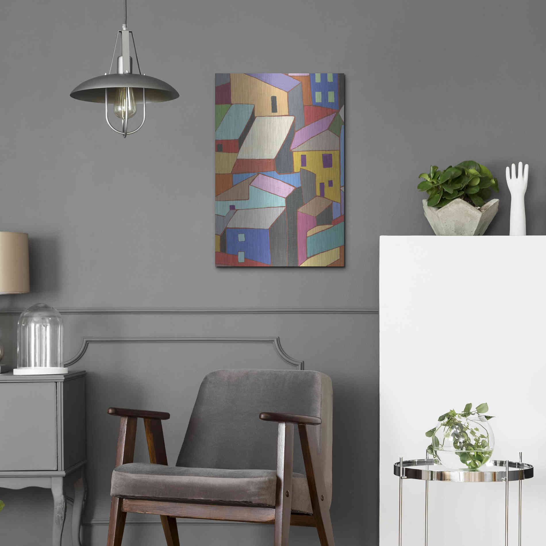 Luxe Metal Art 'Rooftops in Color II' by Nikki Galapon, Metal Wall Art,16x24