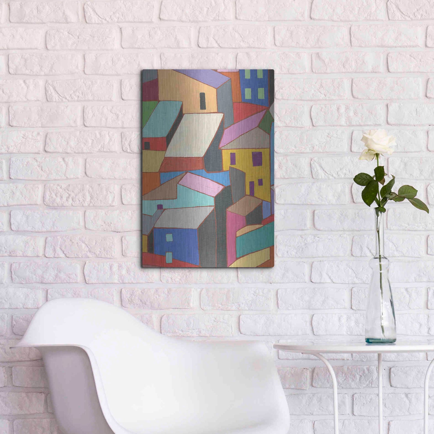 Luxe Metal Art 'Rooftops in Color II' by Nikki Galapon, Metal Wall Art,16x24