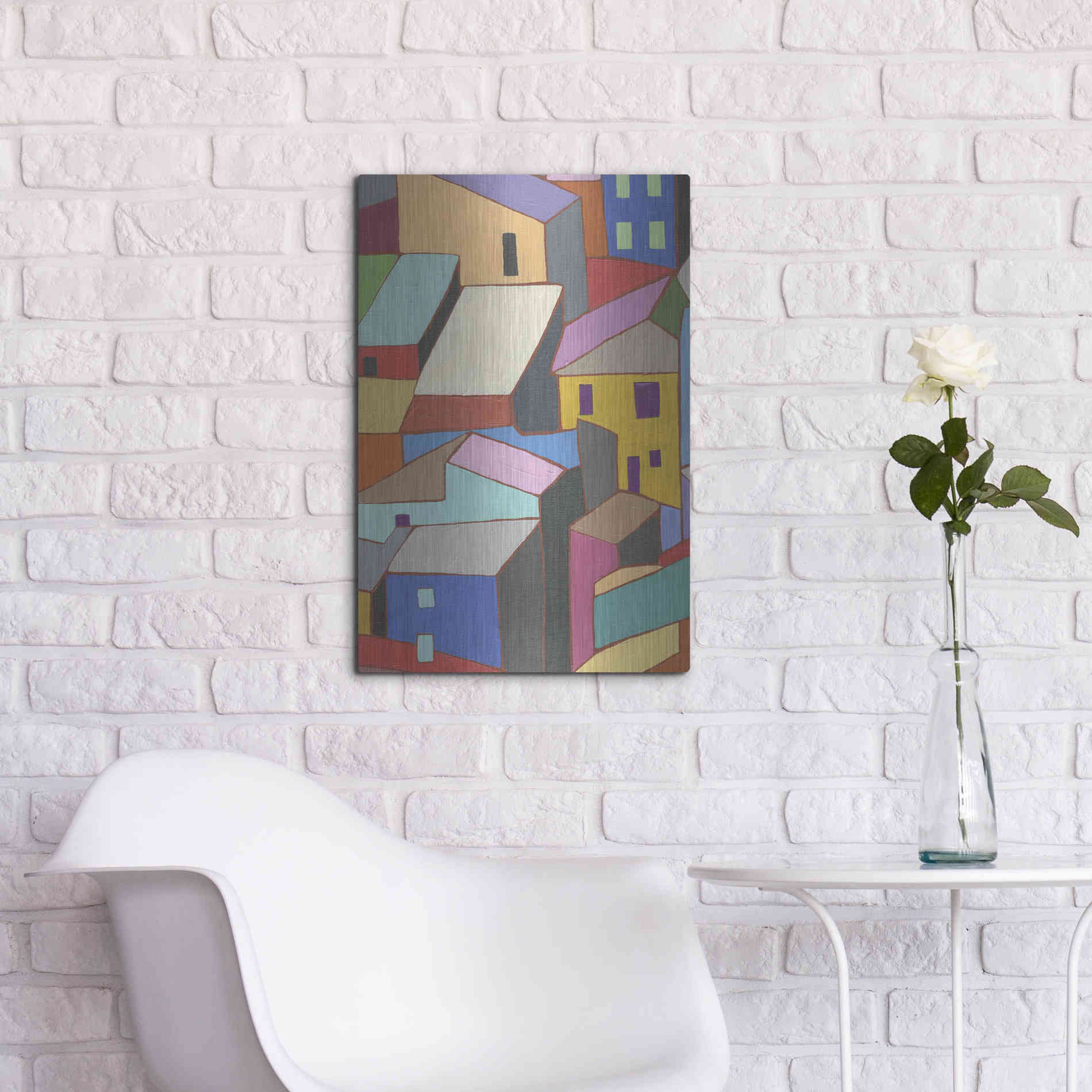 Luxe Metal Art 'Rooftops in Color II' by Nikki Galapon, Metal Wall Art,16x24
