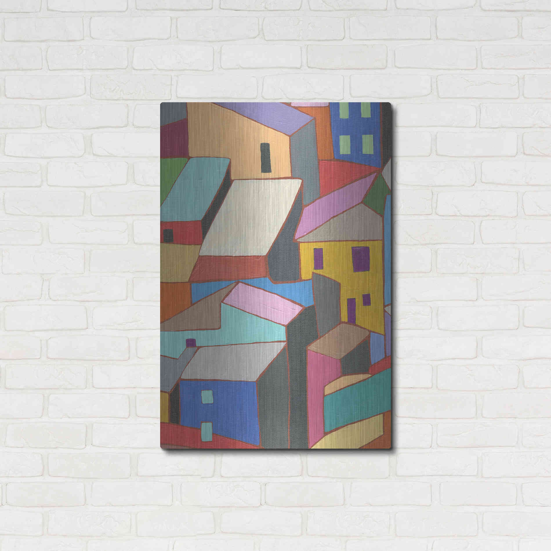 Luxe Metal Art 'Rooftops in Color II' by Nikki Galapon, Metal Wall Art,24x36