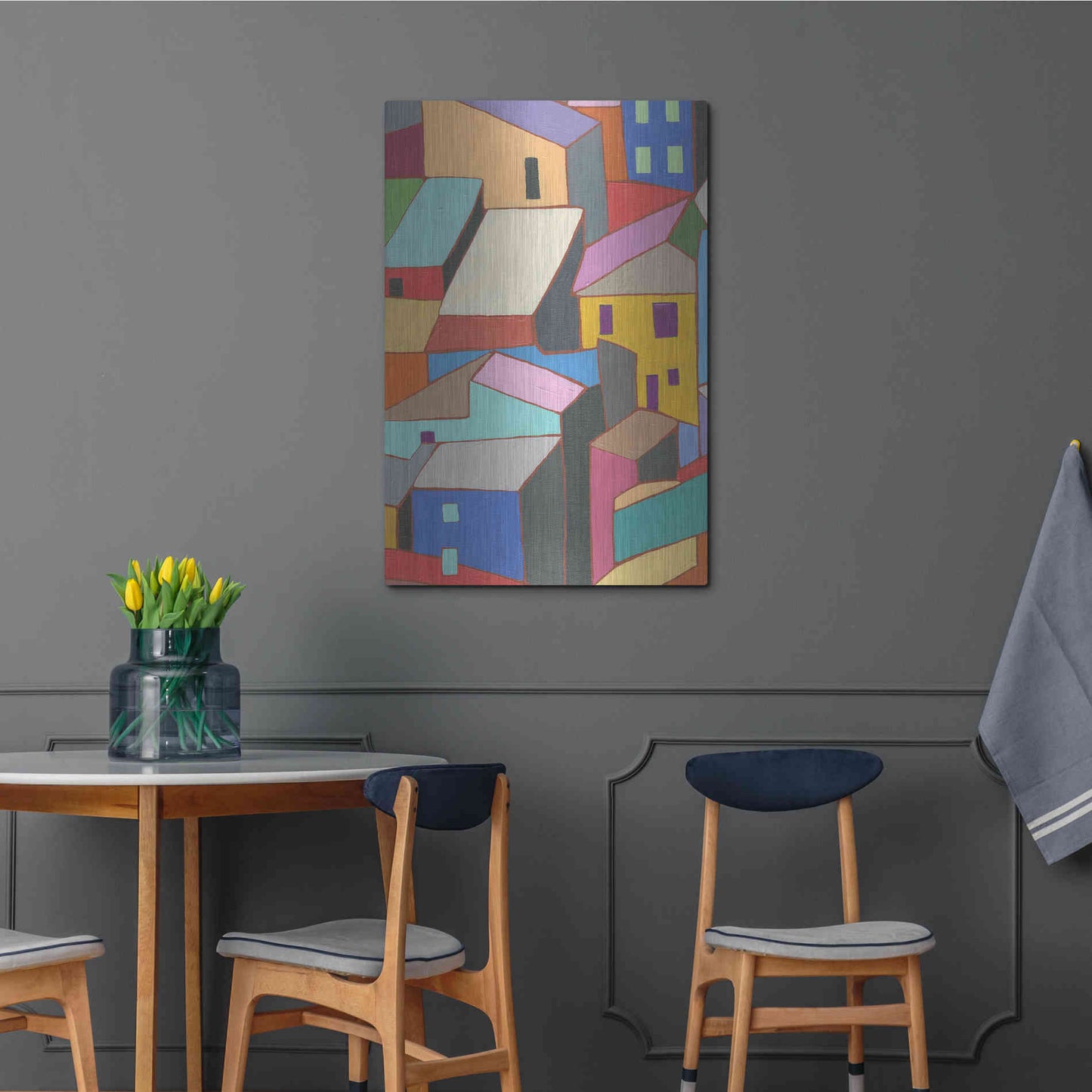 Luxe Metal Art 'Rooftops in Color II' by Nikki Galapon, Metal Wall Art,24x36