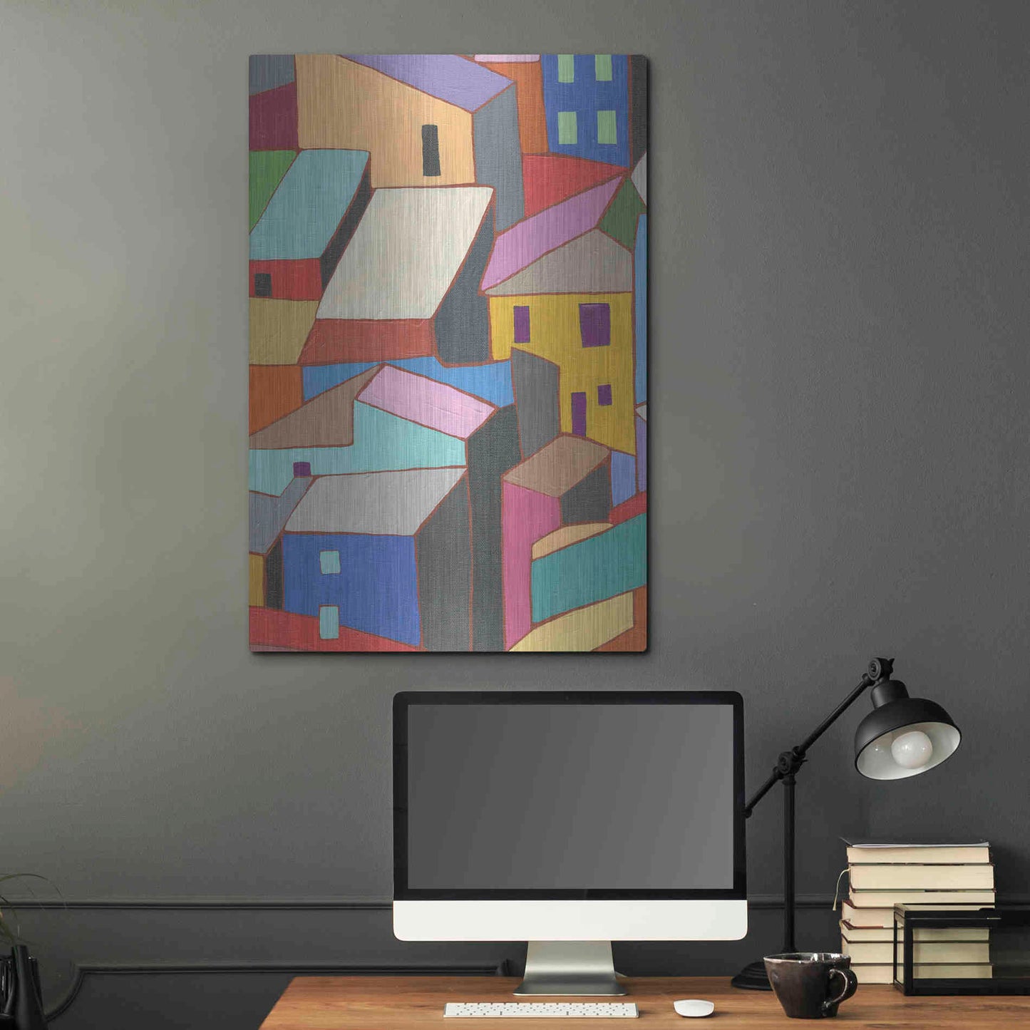 Luxe Metal Art 'Rooftops in Color II' by Nikki Galapon, Metal Wall Art,24x36